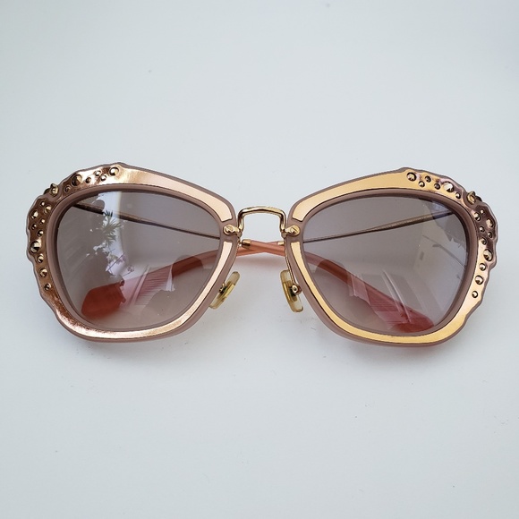 Miu Miu Sunglasses SMU04Q Cat Eye Rose Gold & Rhinestone main image 6